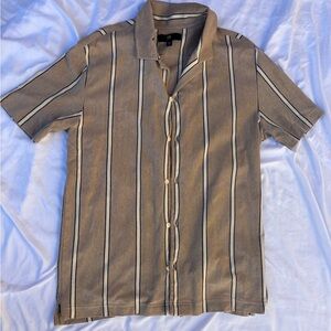 Banana Republic Men's Striped Tan Shirt